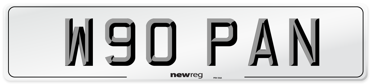 W90 PAN Number Plate from New Reg
